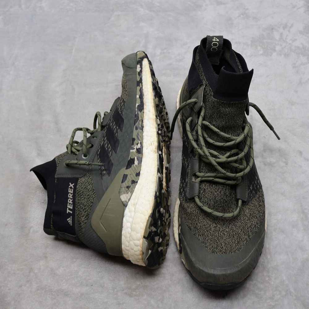 Adidas Mens 12 Athletic Shoes Green Camo Terrex Free Hiker Boost Trail Trekking